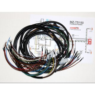 Kabelbaum Set MZ TS150 Standard an Powerdynamo mit Schaltplan(Produktion auf Bestellung)